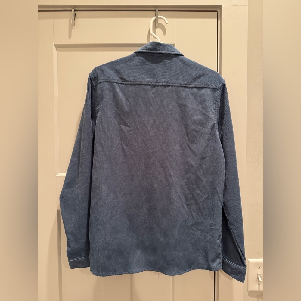 Men's Blue Button up Flannel Shirt - Picture 3 of 3